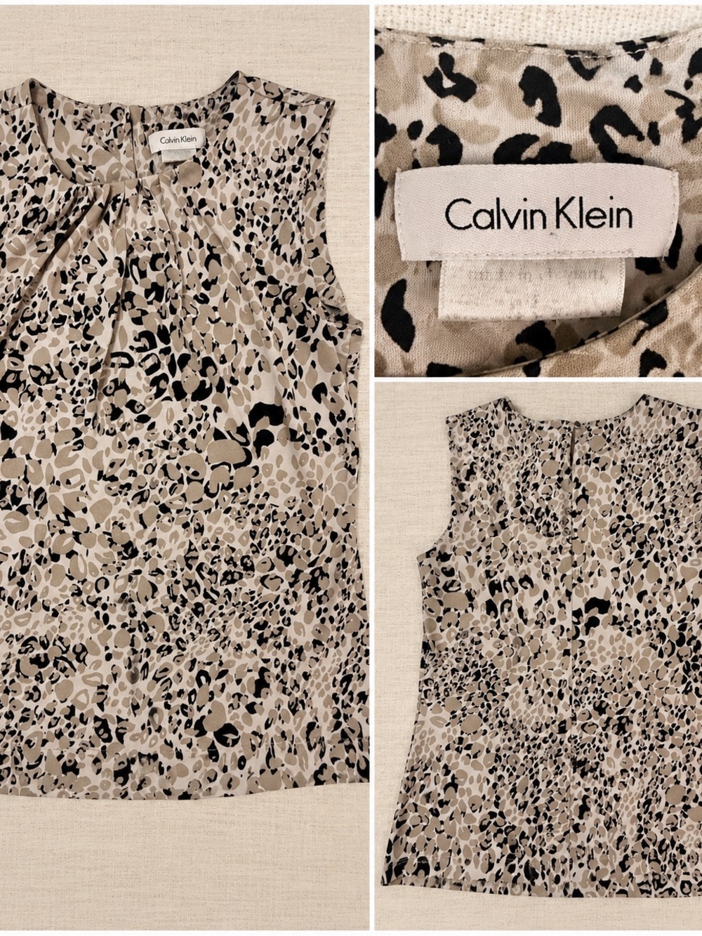 Calvin Klein Women’s Sleeveless Blouse – Size Small – Abstract Animal Print